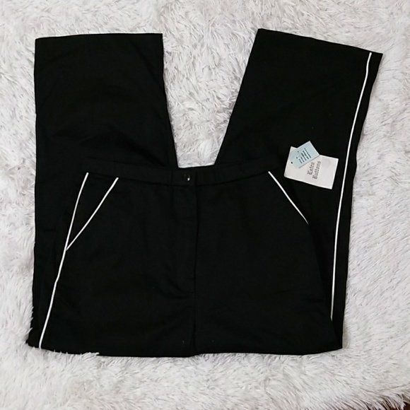 Intriguing Threads Black Capri Pants with White Stripe Accents M NWT - Picture 2 of 7
